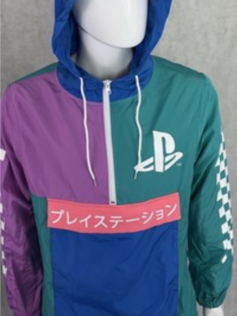 PlayStation Colorblock Windbreaker Jacket - Teal / Purple / Blue